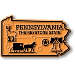 Pennsylvania Small State Magnet by Classic Magnets, 2.3" x 1.4", Collectible Souvenirs Made in The USA