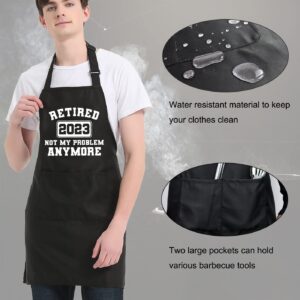 OzosKeiw Retirement Gifts for Men Women 2023, Funny Aprons for Men, Retired Apron for Cooking Grill Kitchen BBQ Grilling, Happy Retirement Gifts for Chef Husband Wife Dad Mom Friends