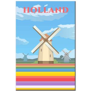 netherlands fridge magnet holland vintage poster amsterdam travel souvenir