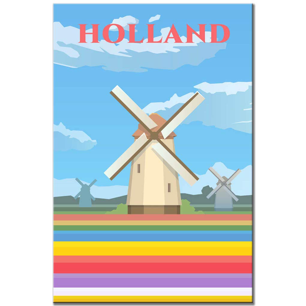 Netherlands Fridge Magnet Holland Vintage Poster Amsterdam Travel Souvenir