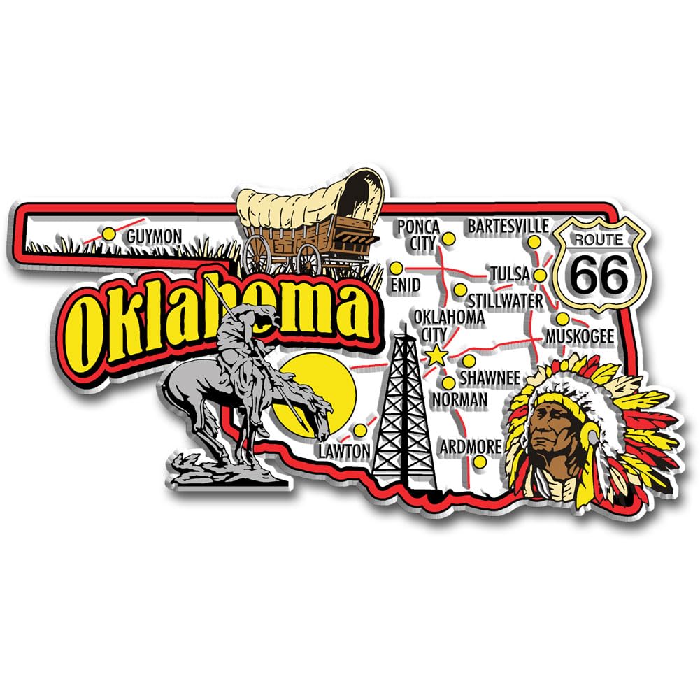 Oklahoma Jumbo State Magnet by Classic Magnets, 4.7" x 2.5", Collectible Souvenirs Made in The USA