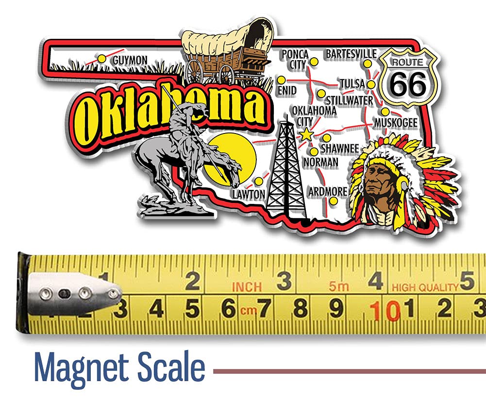 Oklahoma Jumbo State Magnet by Classic Magnets, 4.7" x 2.5", Collectible Souvenirs Made in The USA