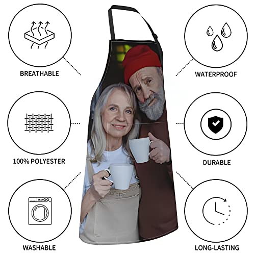 ZXGIFYNLFD Custom Apron for Women Personalized Apron for Men Add Your Image/Text/Logo Aprons for Women with Pockets Suitable for Cleaners Cooks Cooking Baking Barbecue