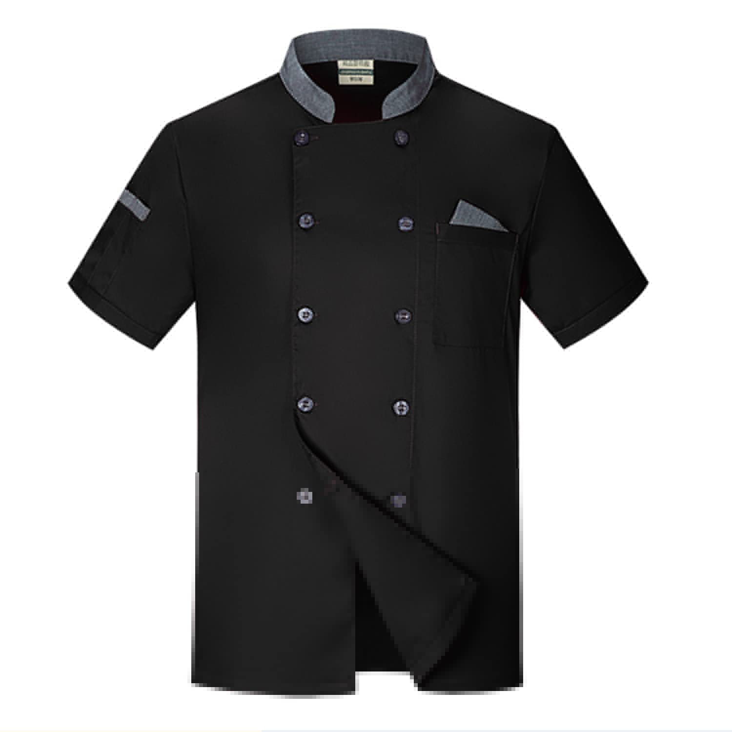 Unisex Double-breasted Chef Coat Back Full Mesh Lightweight Chef Jacket Color Stitching Chef Uniform