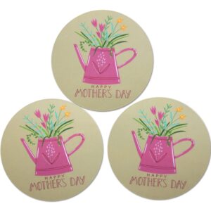 Novel Merk Mother~'s Day Refrigerator Magnets, Small Circle Flowers in Watering Can Design for Fridge, Gifts, Decor, & Party Favors (10 Pack), Pink, Green, Yellow, 3 Inch