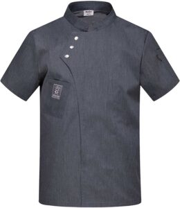 hmlopx chef jacket short sleeve breathable unisex for food service, caterers, bakers and culinary (color : grey, size : xl-xlarge)