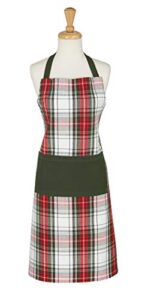 dii unisex kitchen christmas apron for women & men adjustable ties and large front pockets, one size, holiday plaid