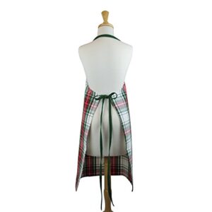 DII Unisex Kitchen Christmas Apron for Women & Men Adjustable Ties and Large Front Pockets, One Size, Holiday Plaid