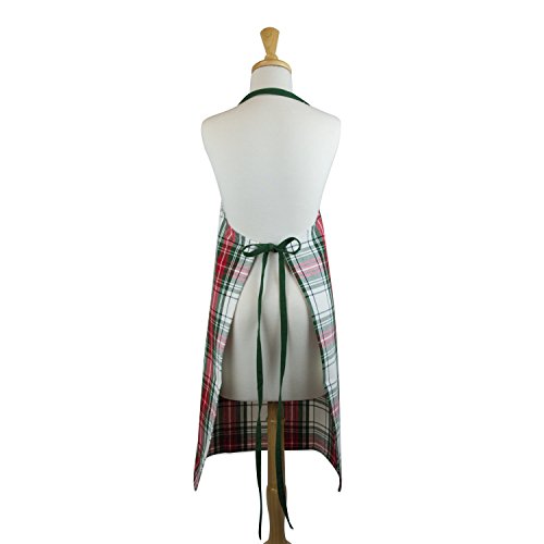 DII Unisex Kitchen Christmas Apron for Women & Men Adjustable Ties and Large Front Pockets, One Size, Holiday Plaid