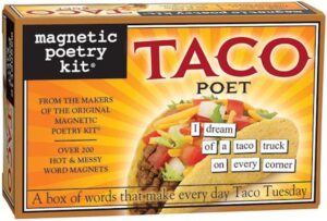 magnetic poetry - taco poet kit - words for refrigerator - write poems and letters on the fridge - made in the usa
