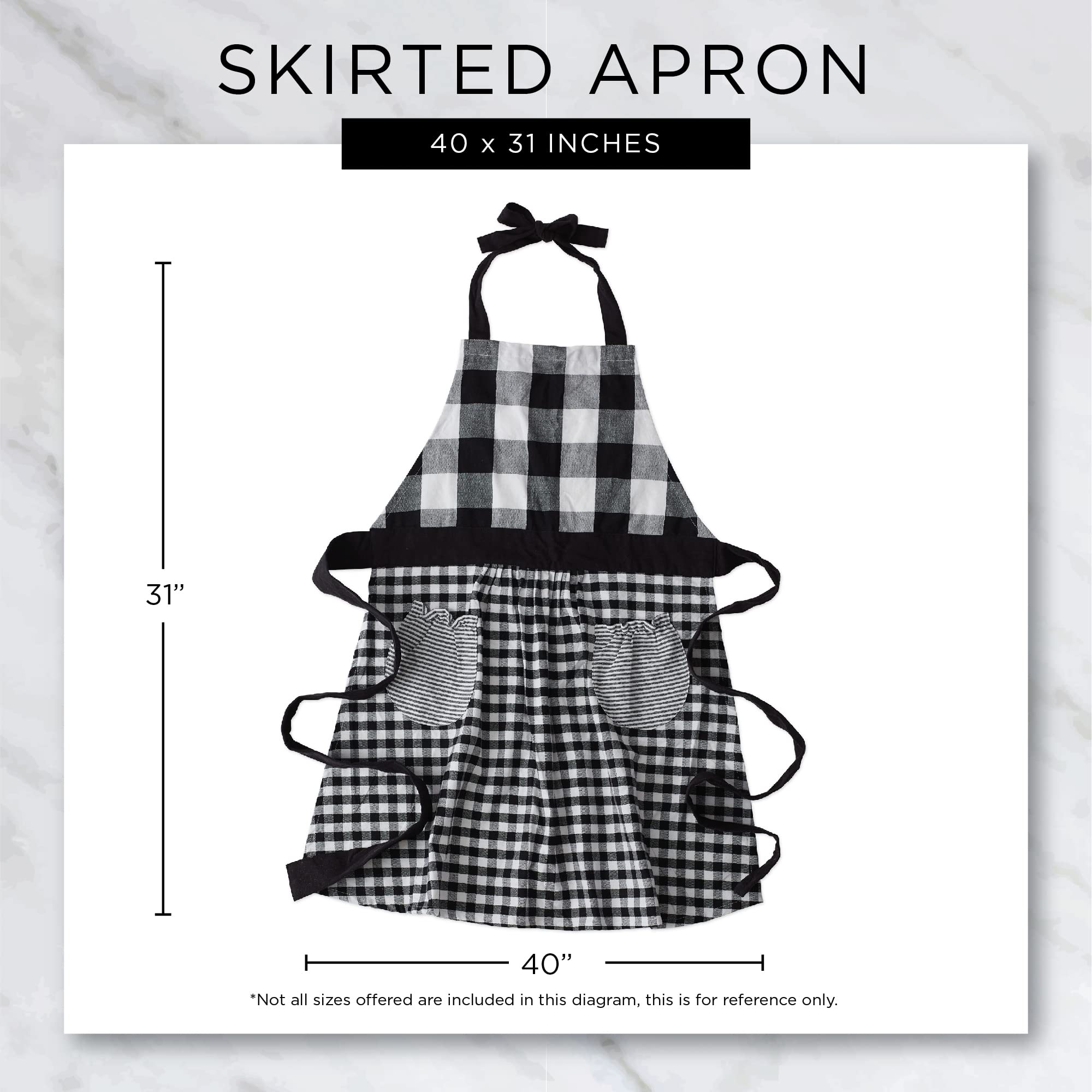 DII Women's Cotton Skirted Kitchen Apron for Cooking, Baking & Crafts, Adjustable with Generous Waist Ties, Rise and Shine, One Size