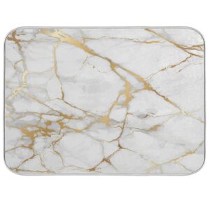 golden marble texture dish drying mat for kitchen counter 18 x 24 in, absorbent microfiber drying pad dish mats drainer rack fast drying mat protector pad