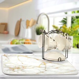 Golden Marble Texture Dish Drying Mat for Kitchen Counter 18 x 24 In, Absorbent Microfiber Drying Pad Dish Mats Drainer Rack Fast Drying Mat Protector Pad