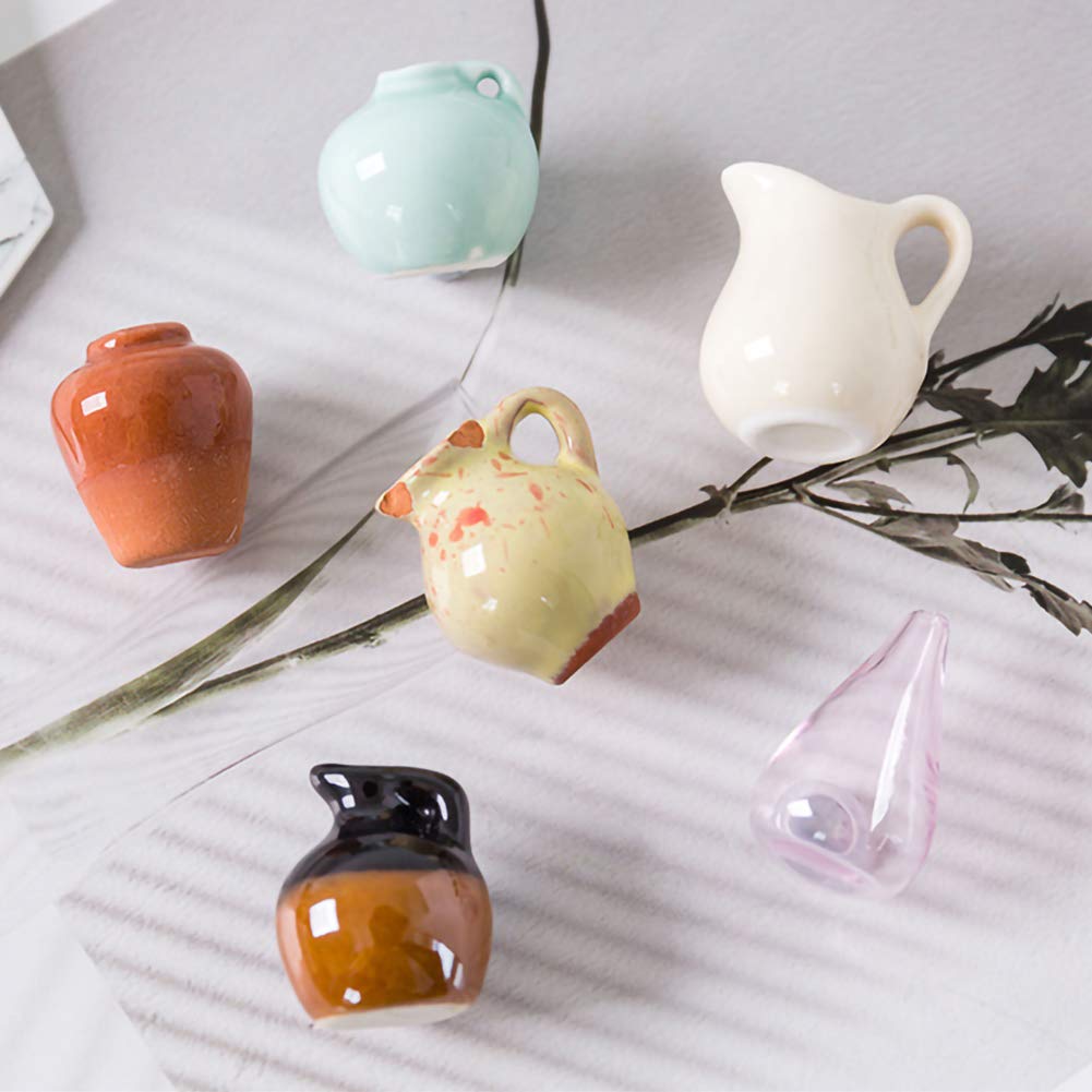 Kelendle 8Pcs Magnetic Mini Ceramic Glass Vase with Dropper Refrigerator Magnets Sticker Fridge Whiteboard Magnets for Home and Office Refrigerator Decoration