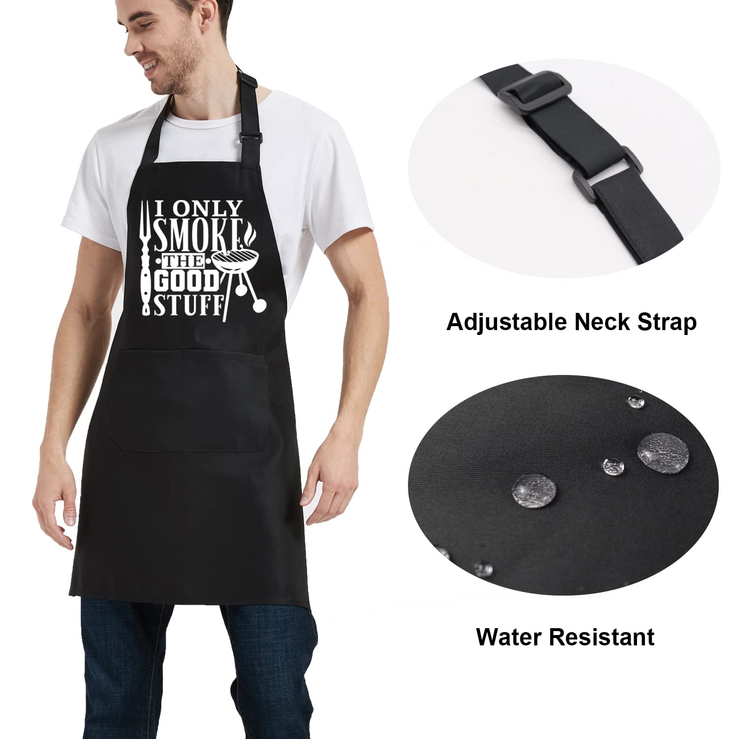 OzosKeiw BBQ Apron for Men, Mens Aprons for Grilling Cooking Grill Chef Kitchen Grilling Gifts for Men Dad Father Friends Thanksgiving Christmas Fathers day …, One Size