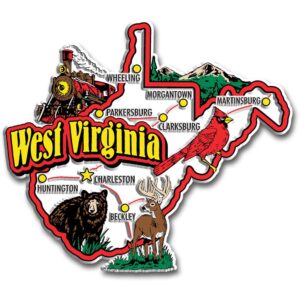 west virginia jumbo state magnet by classic magnets, 4.1" x 3.6", collectible souvenirs made in the usa