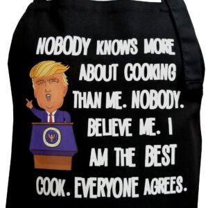 All Prime Outlet Nobody Knows More About Cooking Than Me. Nobody. Believe Me. I Am The Best Cook. Everyone Agrees - Funny Apron -100% Cotton - Universal Size - Adjustable Neck Strap - 2 Pockets