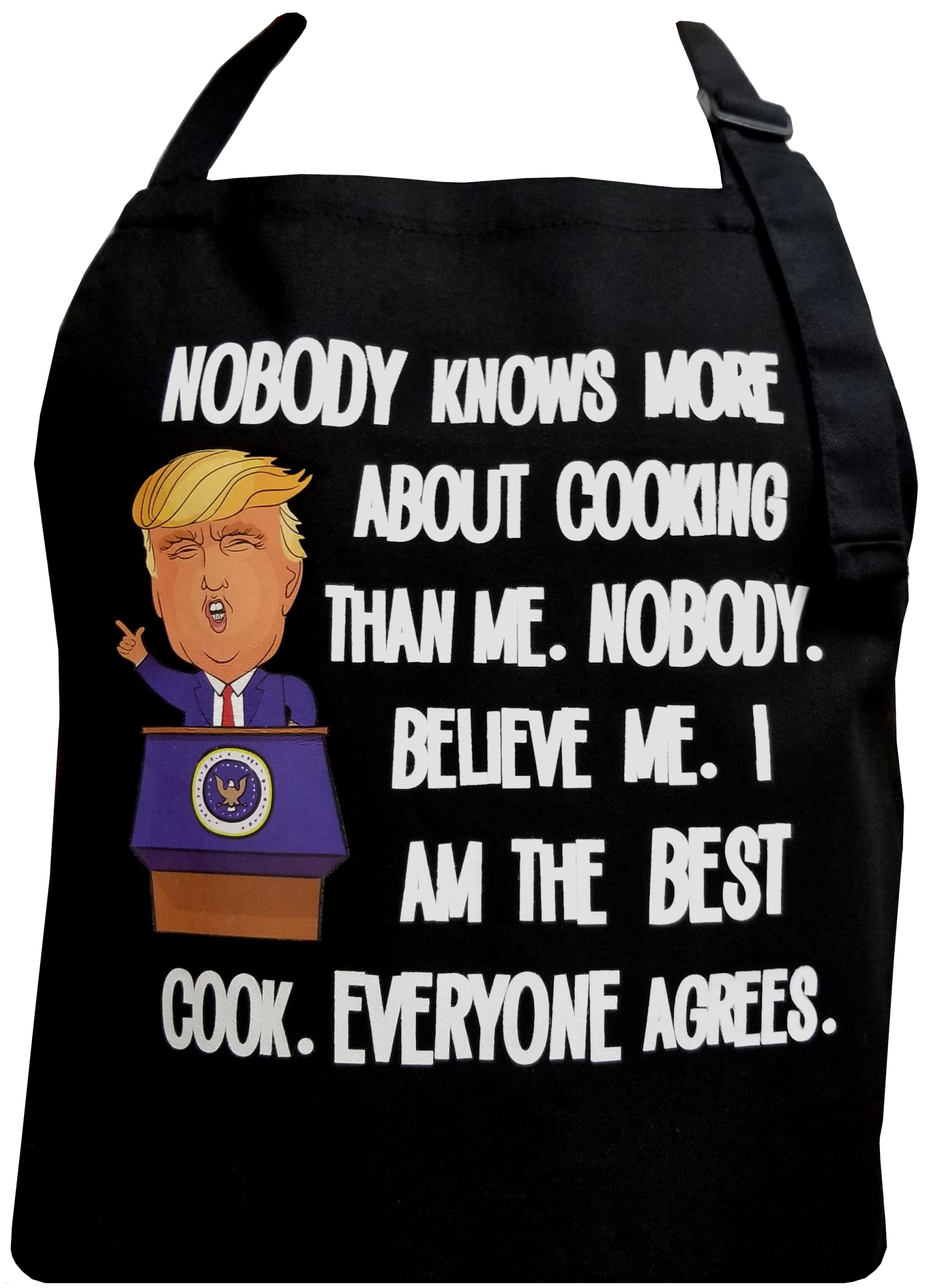 All Prime Outlet Nobody Knows More About Cooking Than Me. Nobody. Believe Me. I Am The Best Cook. Everyone Agrees - Funny Apron -100% Cotton - Universal Size - Adjustable Neck Strap - 2 Pockets