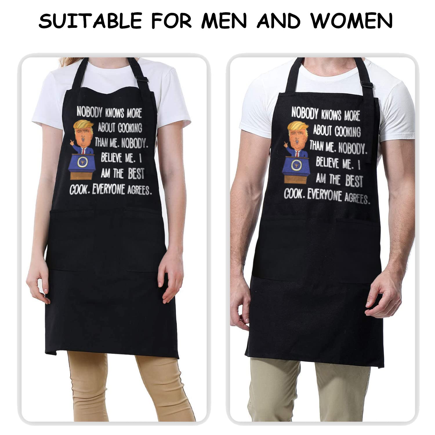 All Prime Outlet Nobody Knows More About Cooking Than Me. Nobody. Believe Me. I Am The Best Cook. Everyone Agrees - Funny Apron -100% Cotton - Universal Size - Adjustable Neck Strap - 2 Pockets