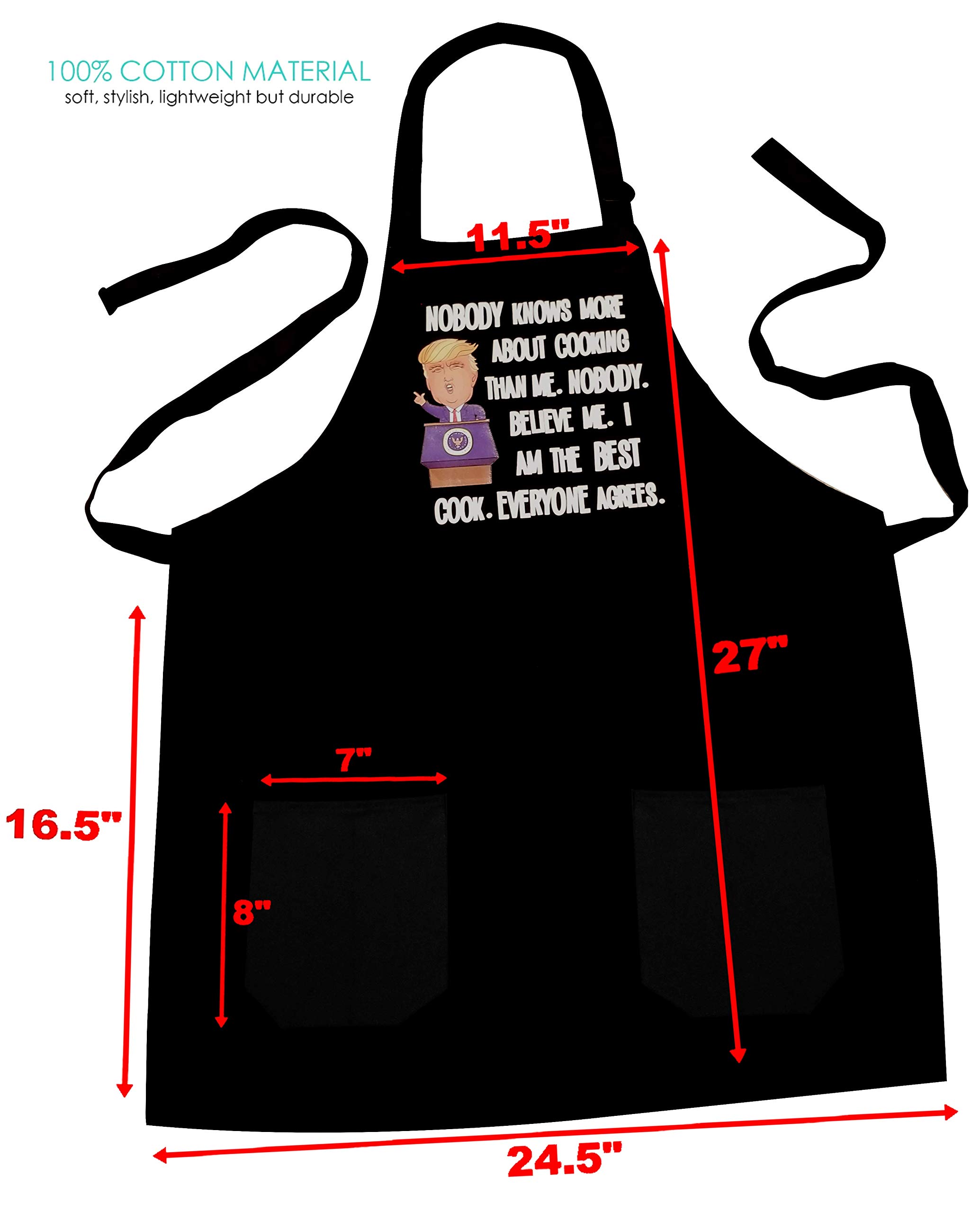 All Prime Outlet Nobody Knows More About Cooking Than Me. Nobody. Believe Me. I Am The Best Cook. Everyone Agrees - Funny Apron -100% Cotton - Universal Size - Adjustable Neck Strap - 2 Pockets