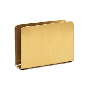 gold napkin holder freestanding steel tissue dispenser paper napkin holder for dining table kitchen countertop guest towel (square)