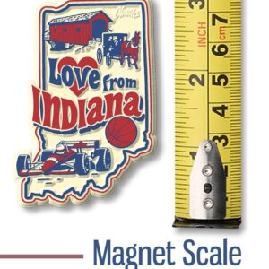 Love from Indiana Vintage State Magnet by Classic Magnets, Collectible Souvenirs Made in The USA, 2" x 2.9"