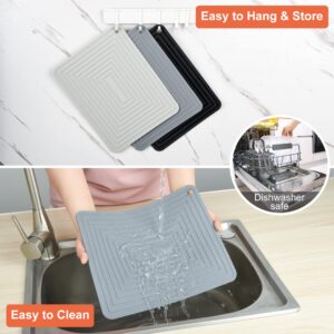 SPUVGVC Silicone Trivets for Hot Pots and Pans-Trivets for Hot Dishes-Heat Resistant Mat for Countertops, Kitchen Small Dish Drying Mat, Silicone Pot Holders-Hot Pads for Kitchen Set 2 Black