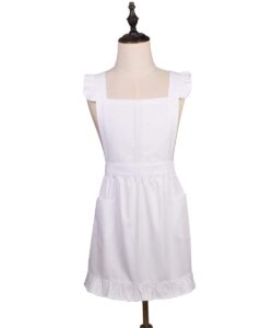 love potato cotton adjustable kitchen white apron retro cosplay maid apron with pockets