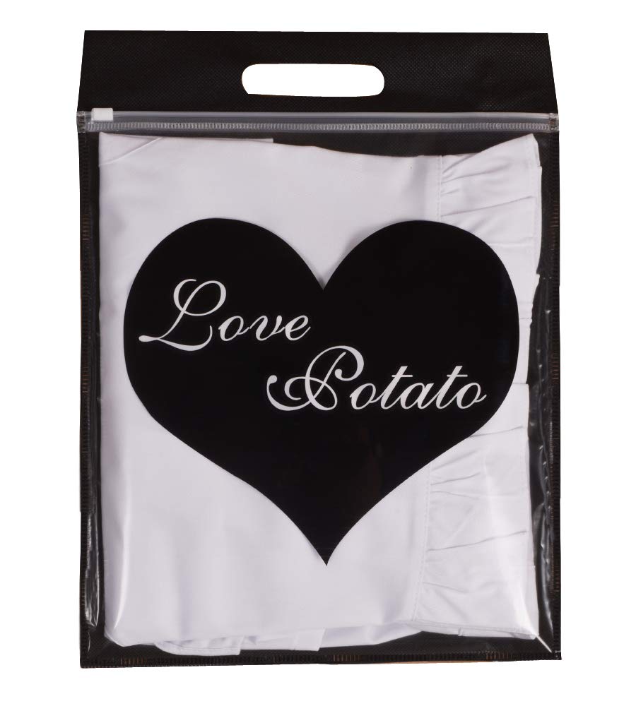 Love Potato Cotton Adjustable Kitchen White Apron Retro Cosplay Maid Apron with Pockets