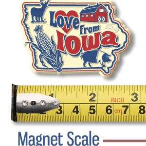 Love from Iowa Vintage State Magnet by Classic Magnets, Collectible Souvenirs Made in The USA, 2.8" x 2"