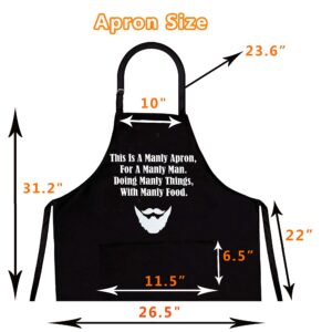 Firecos Funny Aprons for Men, BBQ Kitchen Chef Apron for Men, Grilling Aprons, Kitchen Cooking BBQ Grill Chef Apron with 2 Pockets Aprons for for Dad, Mens Gifts