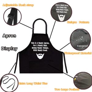 Firecos Funny Aprons for Men, BBQ Kitchen Chef Apron for Men, Grilling Aprons, Kitchen Cooking BBQ Grill Chef Apron with 2 Pockets Aprons for for Dad, Mens Gifts