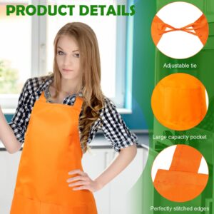 Meanplan 48 Pieces Bib Aprons Adult Women Girls Aprons Plain Color Bib Aprons Chef Aprons with 2 Pockets Washable for Cooking Baking Kitchen Crafting BBQ Drawing