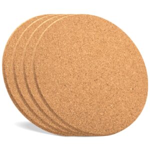 cork trivet, high density thick cork coaster set for hot dishes and hot pots, 4 pack 8 inch heat resistant multifunctional cork board, hot pads for table and countertop