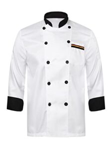 tiaobug men's short sleeve chef coat jacket restaurant chef uniform breathable tops with pocket white b large