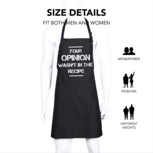 Ihopes Funny Cooking Apron for Women Men - Your Opinion Wasn't in the Recipe BBQ Apron with 2 Pockets and Adjustable Neck Strap - Perfect Kitchen Chef Gifts for Birthday/Christmas/Thanksgiving