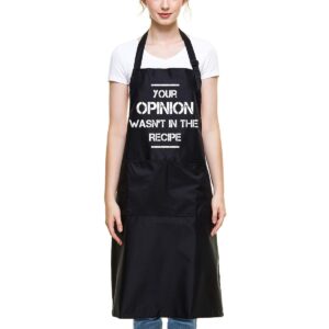 Ihopes Funny Cooking Apron for Women Men - Your Opinion Wasn't in the Recipe BBQ Apron with 2 Pockets and Adjustable Neck Strap - Perfect Kitchen Chef Gifts for Birthday/Christmas/Thanksgiving