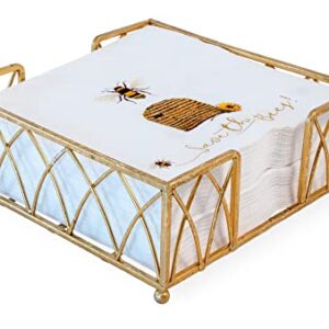 Boston International Arch Design Lunch Napkin Holder Caddy, 6.75 x 6.75-Inches, Gold Leaf