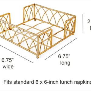 Boston International Arch Design Lunch Napkin Holder Caddy, 6.75 x 6.75-Inches, Gold Leaf