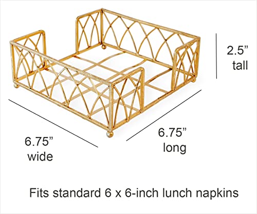 Boston International Arch Design Lunch Napkin Holder Caddy, 6.75 x 6.75-Inches, Gold Leaf