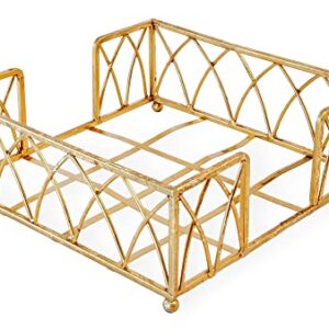 Boston International Arch Design Lunch Napkin Holder Caddy, 6.75 x 6.75-Inches, Gold Leaf