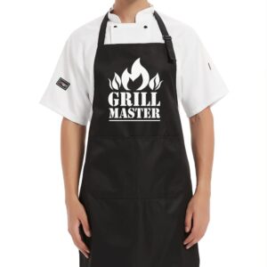 dyjybmy grill masters funny bbq apron for men women, black adjustable waterproof cooking grilling apron gift for dad mom husband wife, gifts for birthday, christmas, thanksgiving