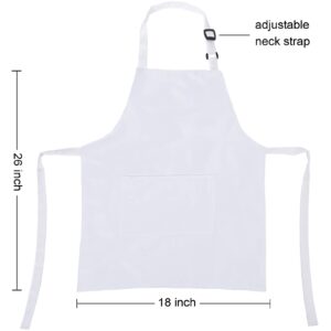 MissOwl 8 Pcs Waterproof Kids Apron with Pockets Chef Artists Child Bib Cooking Baking Painting for Boys and Girls White