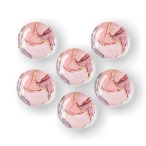 6pcs glass refrigerator magnets - office whiteboard magnet - cabinet magnet - cute fridge magnets for fridge,classroom and office - marble pretty pink pattern