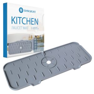 kitchen faucet mat - silicone sink faucet mat non absorbent and easy to clean - washable faucet mat for kitchen sink drip catcher - splash guard for dish water drops - long sinkmat protector tray pad
