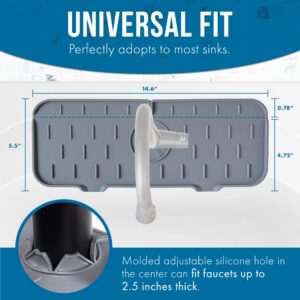 Kitchen Faucet Mat - Silicone Sink Faucet Mat Non Absorbent and Easy to Clean - Washable Faucet Mat for Kitchen Sink Drip Catcher - Splash Guard for Dish Water Drops - Long Sinkmat Protector Tray Pad