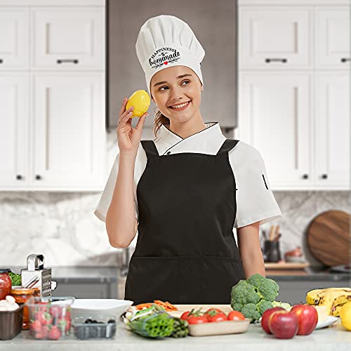 DYJYBMY Happiness is Homemade, Adult Adjustable Kitchen Cooking Hat with Elastic Band Chef Baker Cap White, Cooking Grilling BBQ Gifts for Woman, Wife, Mom, Her, Grandma