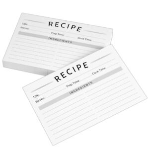 Modern Recipe Cards (Set of 60) - 4x6” Double Sided Premium Thick Card Stock w/Bonus Measuring Chart and PVC Card Protector (4 x 6 inches)