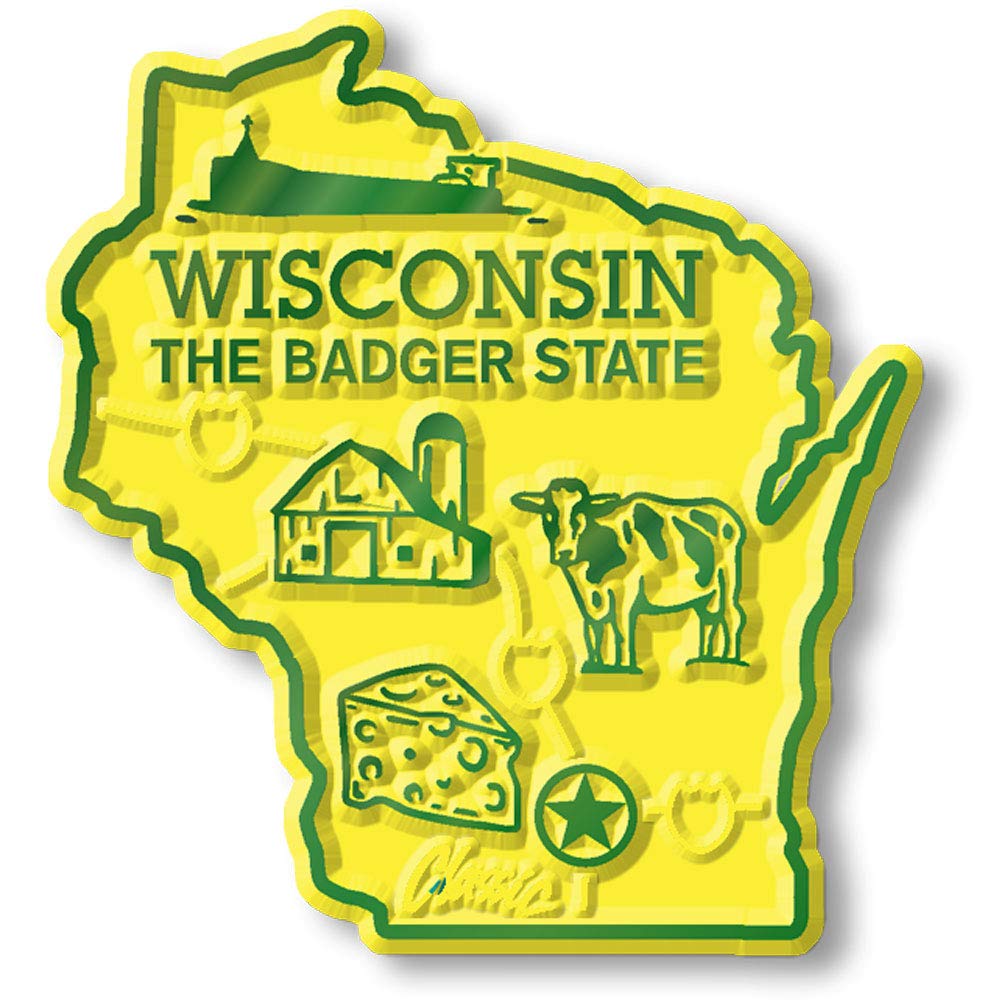 Wisconsin Small State Magnet by Classic Magnets, 1.9" x 2", Collectible Souvenirs Made in The USA