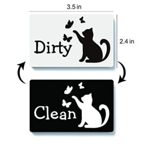 Myakako Funny Cute Black and White Cat Clean Dirty Dishwasher Magnet, Double Sided Strong Kitchen Flip Indicator, Reversible Washing Machine Refrigerator Dish Washer Sign Magnet